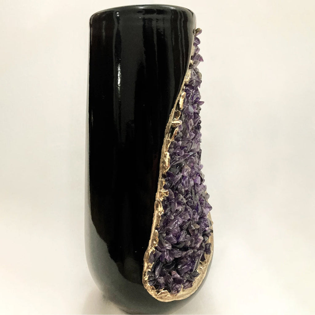 Set of 2 Black Ceramic Vases-2