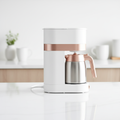 Cafetera Térmica Blanca y Oro Rosa